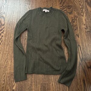Love Tree Dark Green Ribbed Top